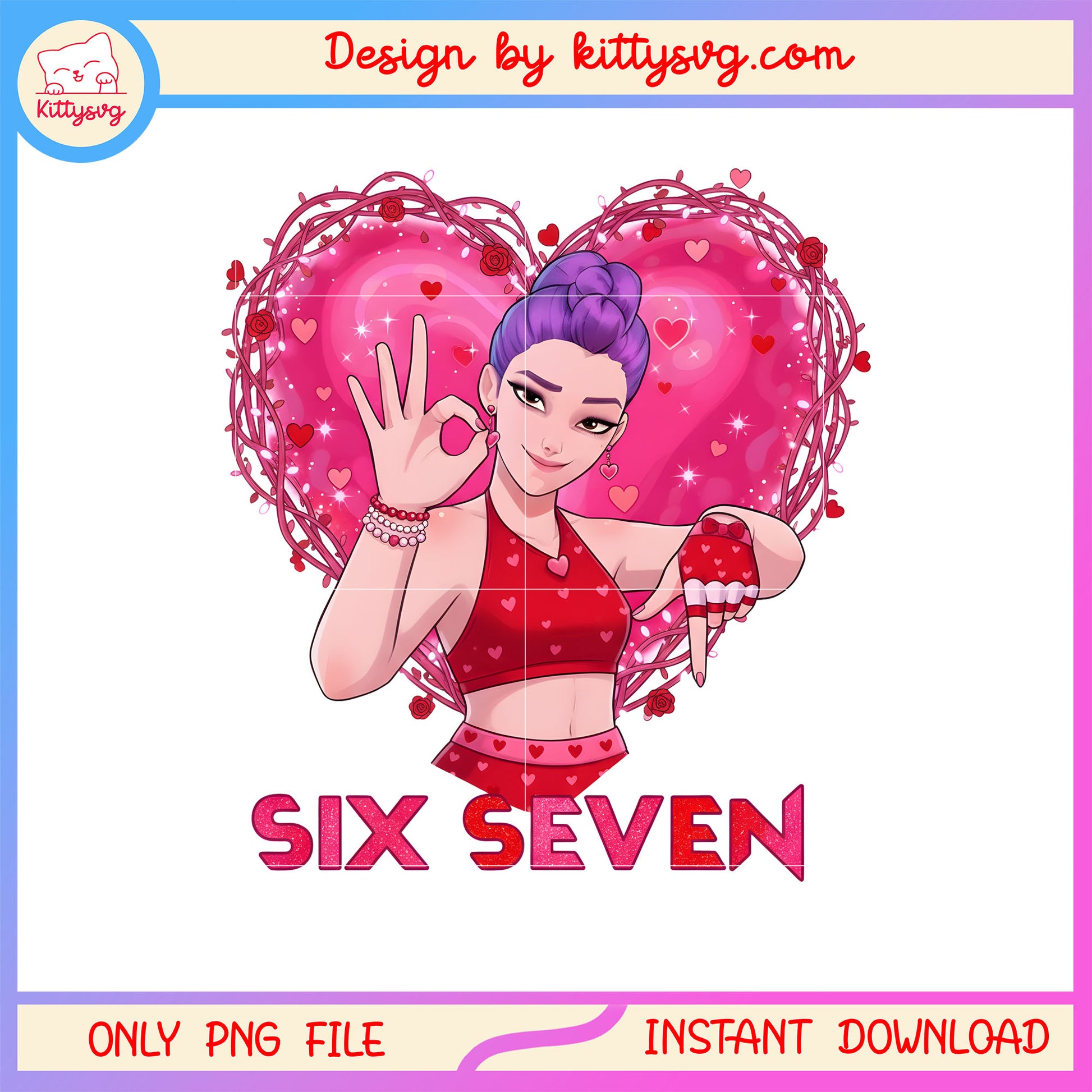 Six seven rumi kpop valentine png, kpop demon hunters png