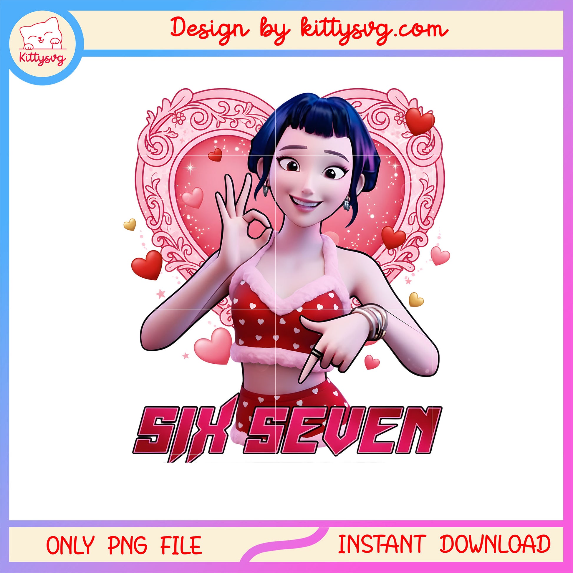 Six seven zoey kpop valentine png,  kpop demon hunters png
