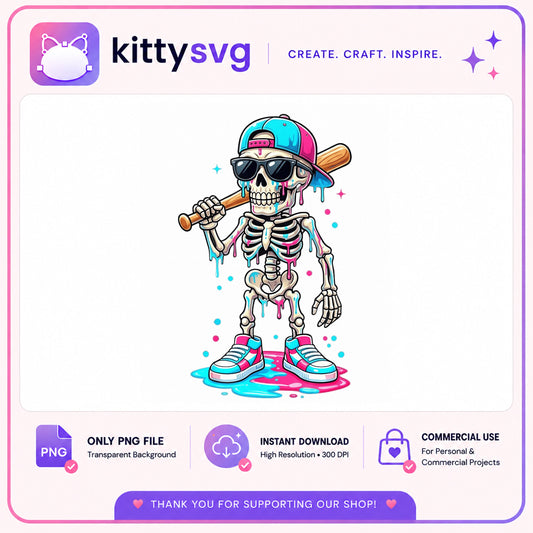 Skeleton Baseball PNG, Cool Drip Skeleton Clipart, Halloween PNG