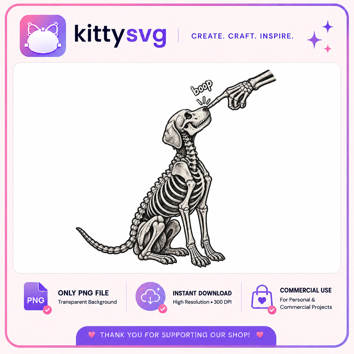 Skeleton Dog Boop PNG, Funny Halloween Dog PNG, Spooky Dog PNG