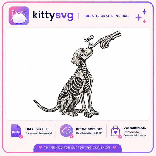 Skeleton Dog Boop PNG, Funny Halloween Dog PNG, Spooky Dog PNG