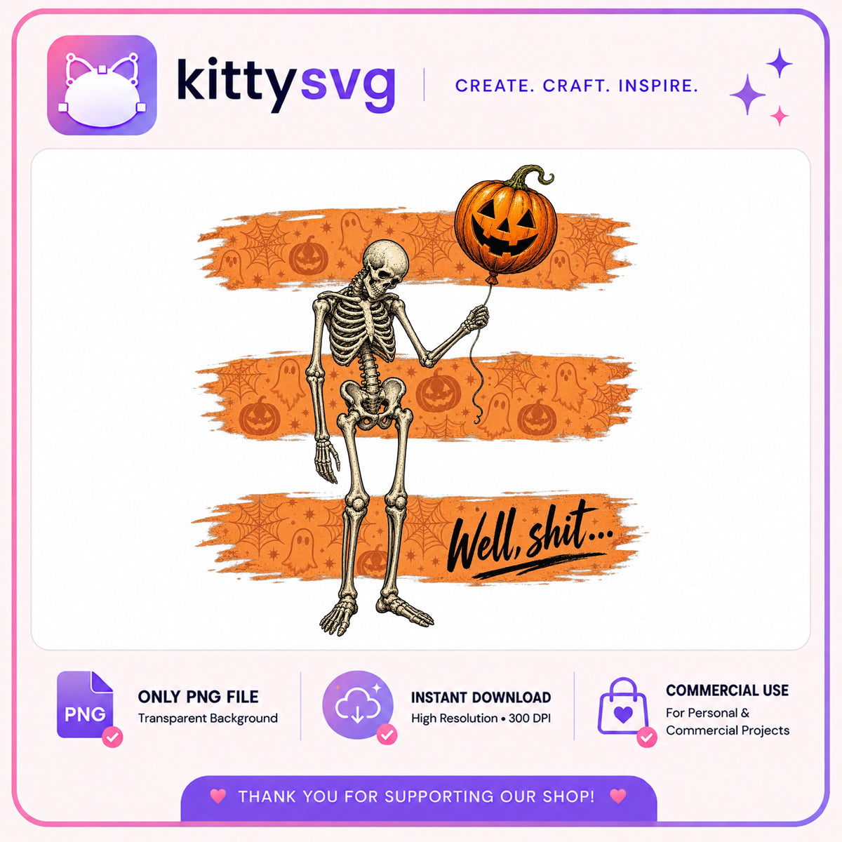 Skeleton Holding Pumpkin Balloon PNG, Halloween PNG, Funny PNG