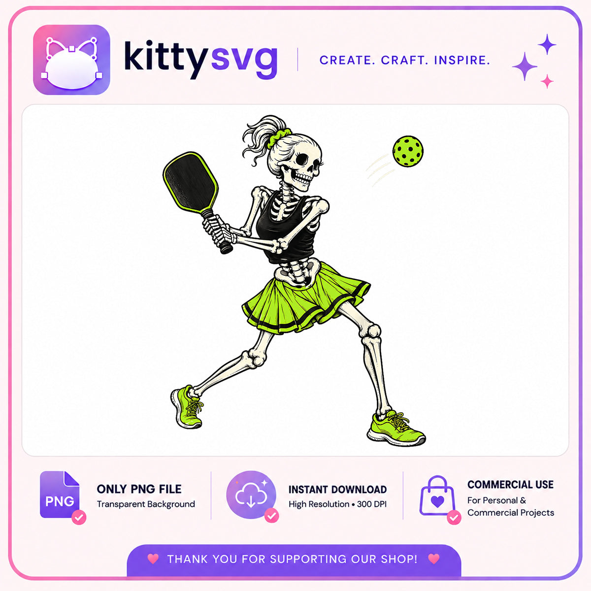 Skeleton Pickleball Girl PNG, Halloween Pickleball PNG, Skull Sports PNG