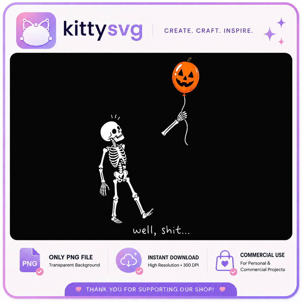 Skeleton With Pumpkin Balloon Halloween PNG, Funny Skeleton PNG, Halloween PNG