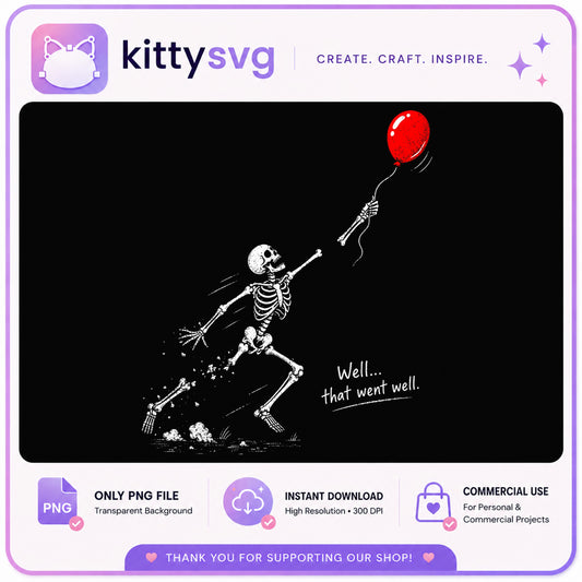 Skeleton With Red Balloon PNG, Funny Halloween PNG, Sarcastic Skull PNG