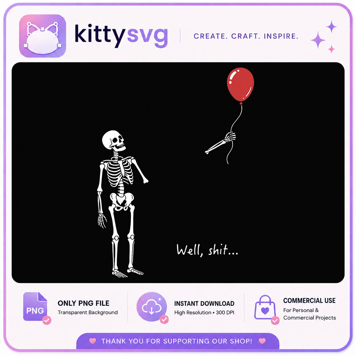 Skeleton With Red Balloon PNG, Funny Halloween PNG, Spooky PNG