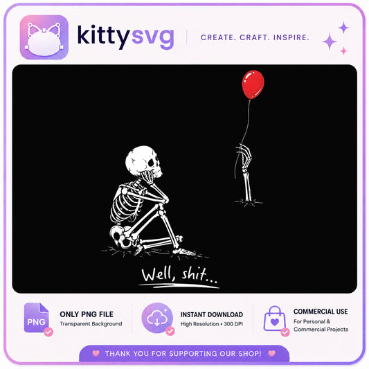 Skeleton With Red Balloon PNG, Funny Skeleton PNG, Halloween PNG