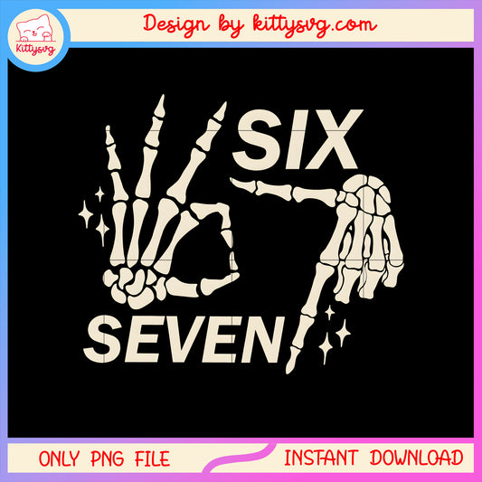 Skeleton six seven meme design png, 67 trend png, trend png