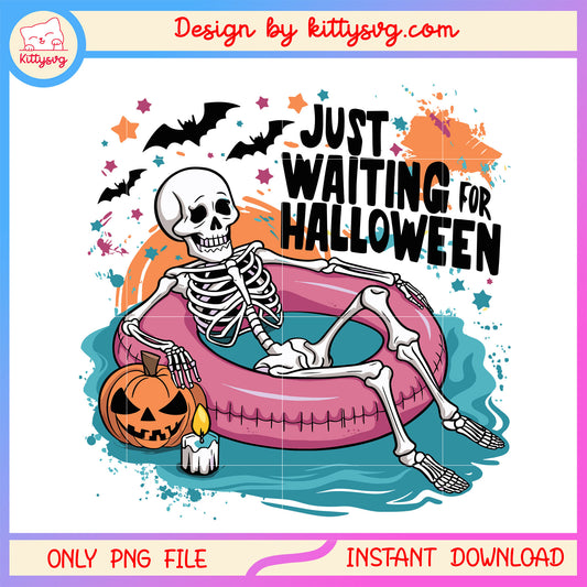 Skeleton swiming pool just waiting for halloween png,  skeleton png