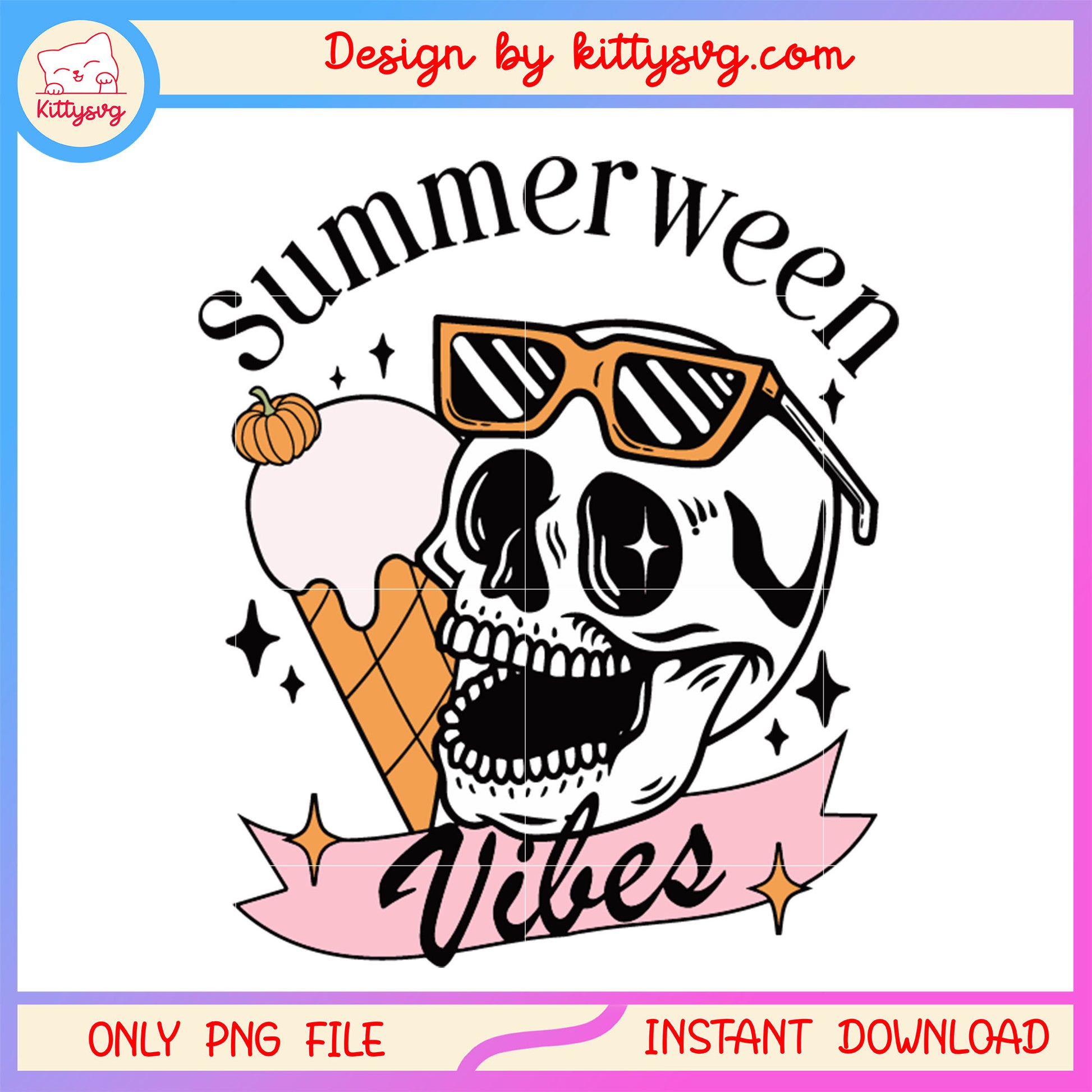 Skull ice cream summerween vibes png, skull horror png, ice cream png