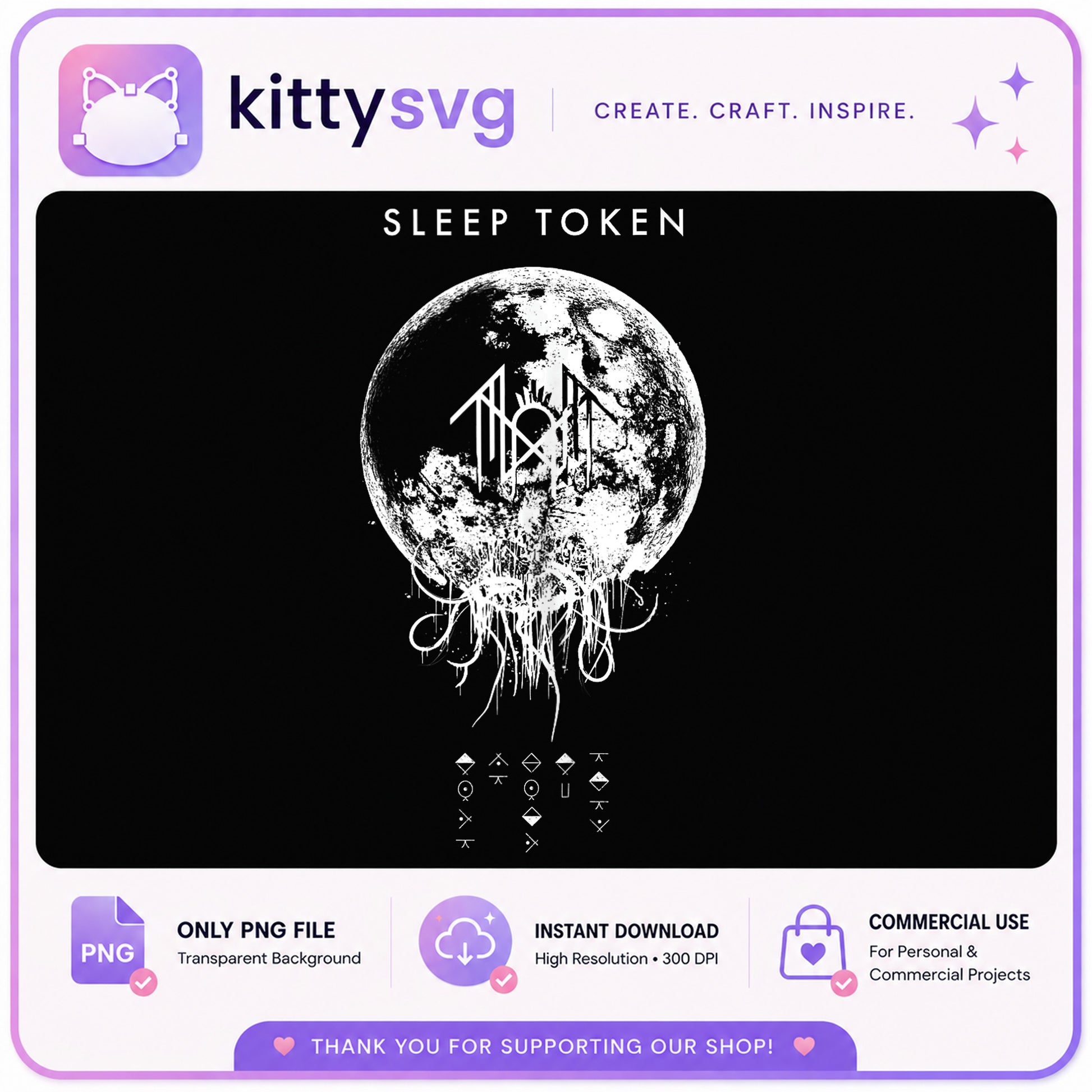 Sleep Token Moon PNG, Sleep Token Band Shirt, Music Fan PNG