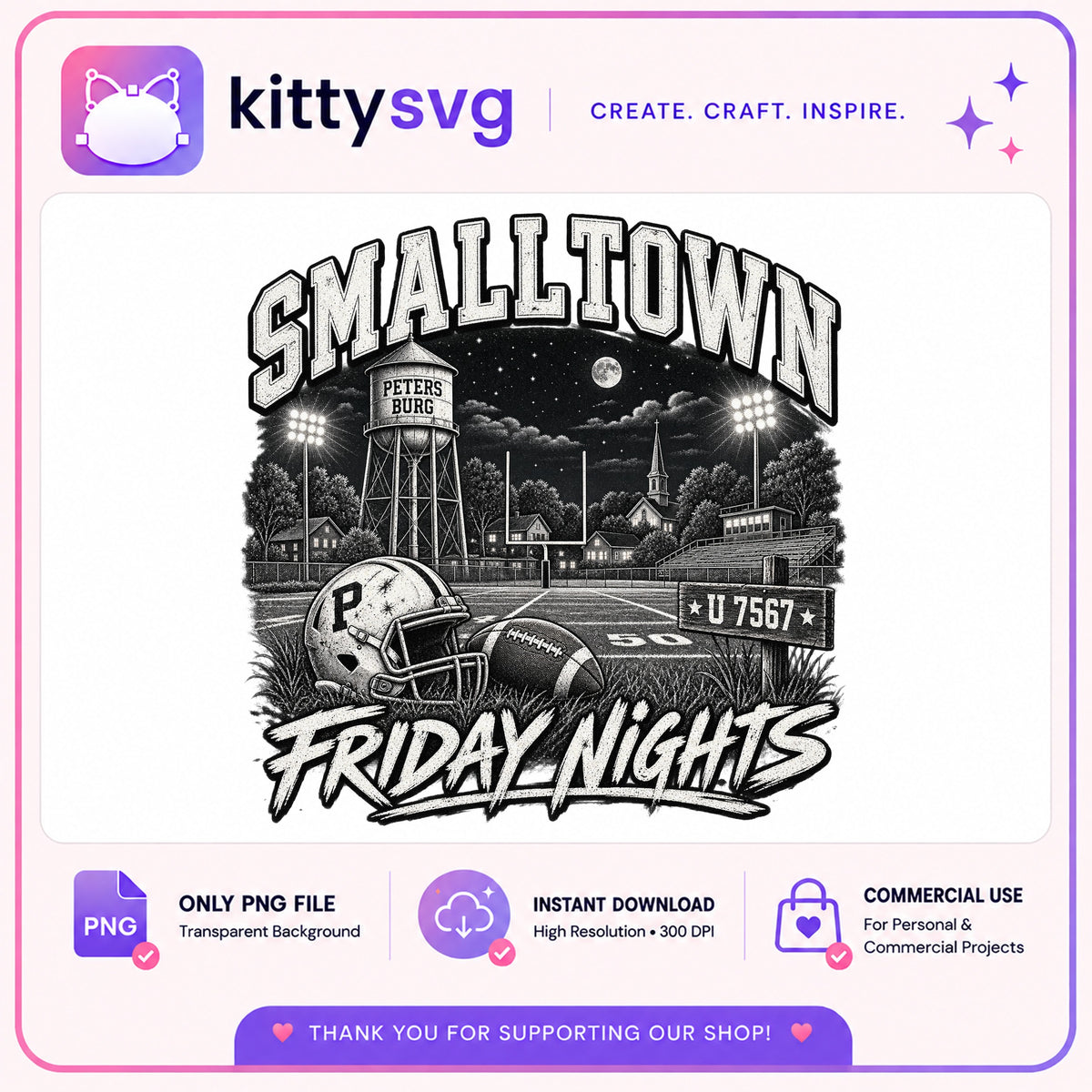 Smalltown Friday Nights Football PNG, Game Day PNG, Football PNG