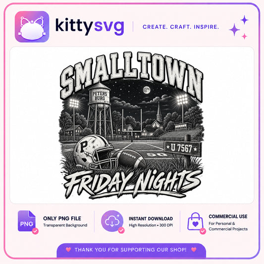 Smalltown Friday Nights Football PNG, Game Day PNG, Football PNG