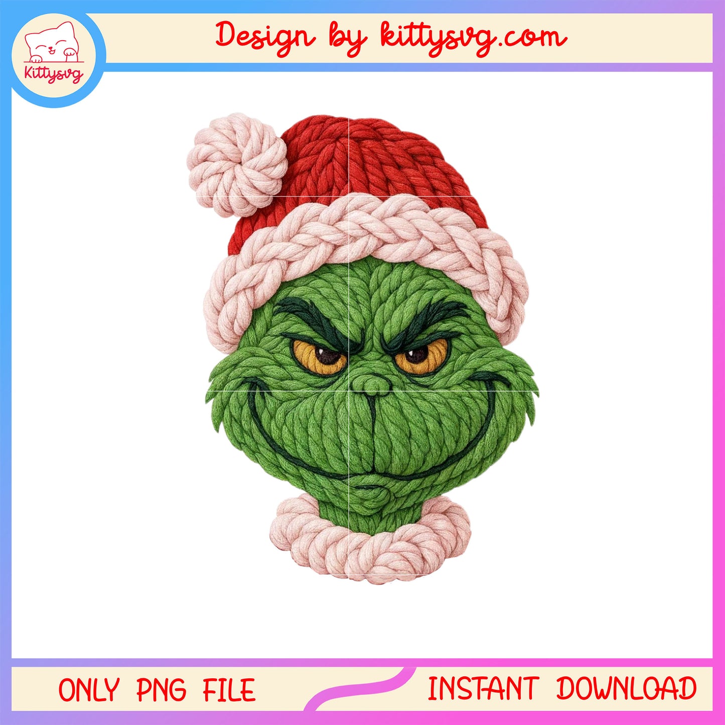 Smiling grinch face christmas patchwork png, grinch decorations png