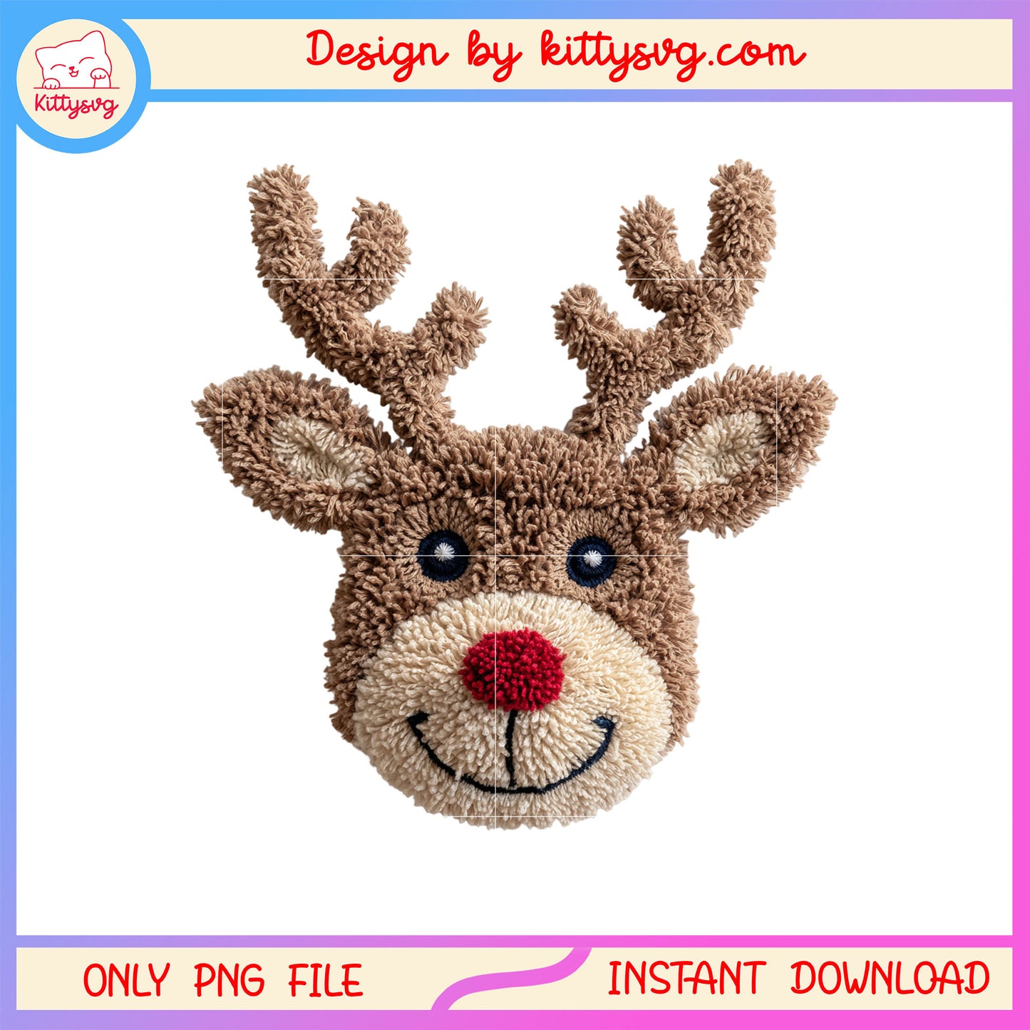 Smiling reindeer face christmas patchwork png, christmas reindeer png