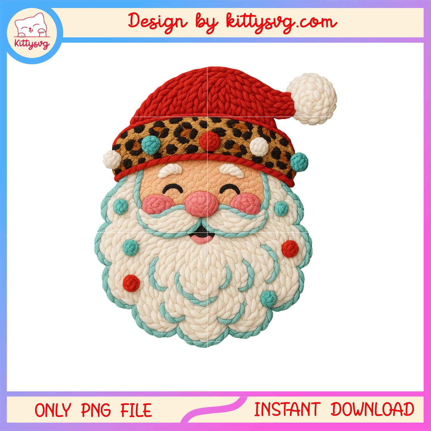 Smiling santa claus leopard patchwork png, character santa clause png
