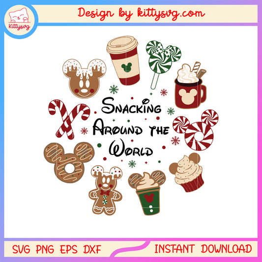 Snacking around the world disney cake art svg, decor christmas svg