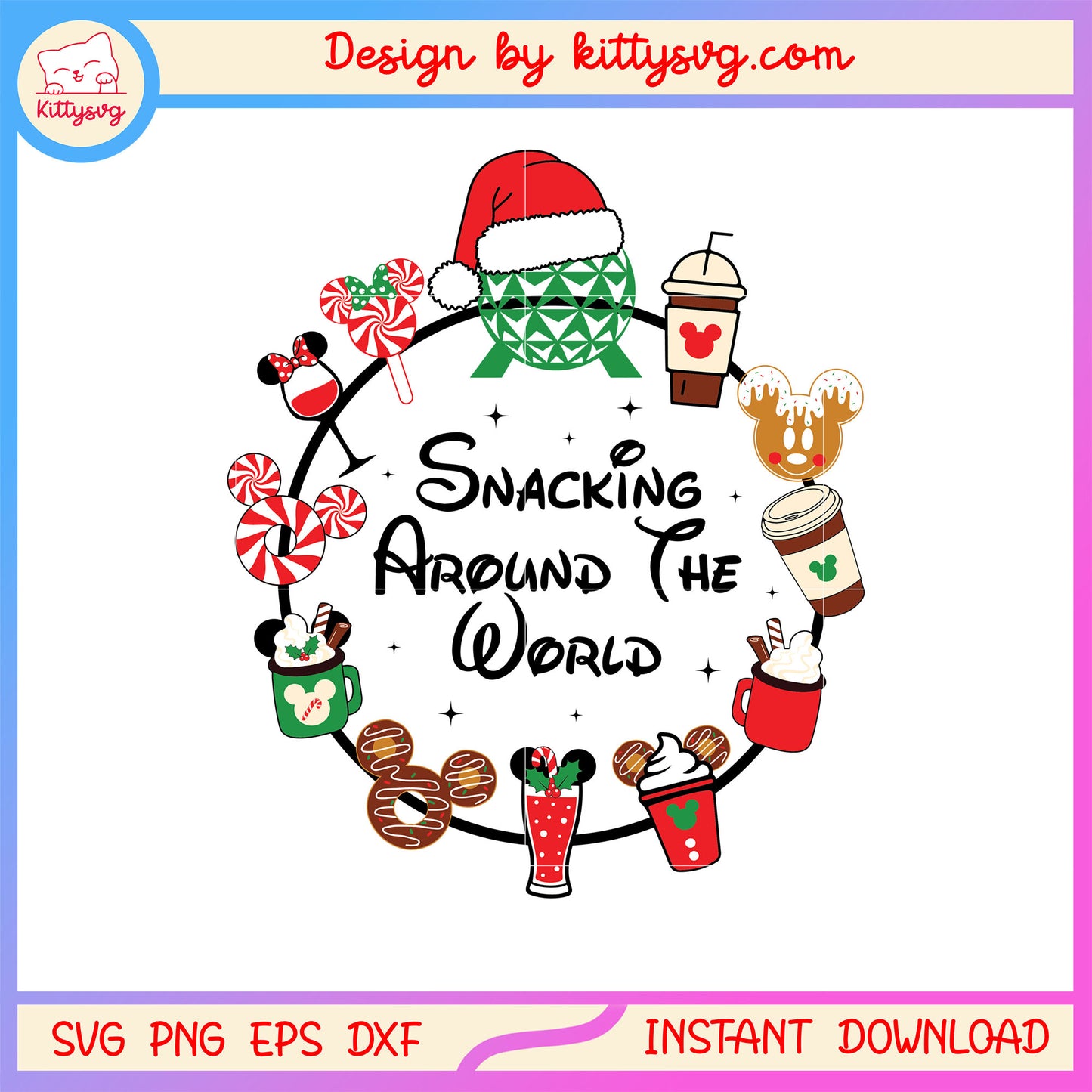Snacking around the world disney coffee svg, christmas clip art svg