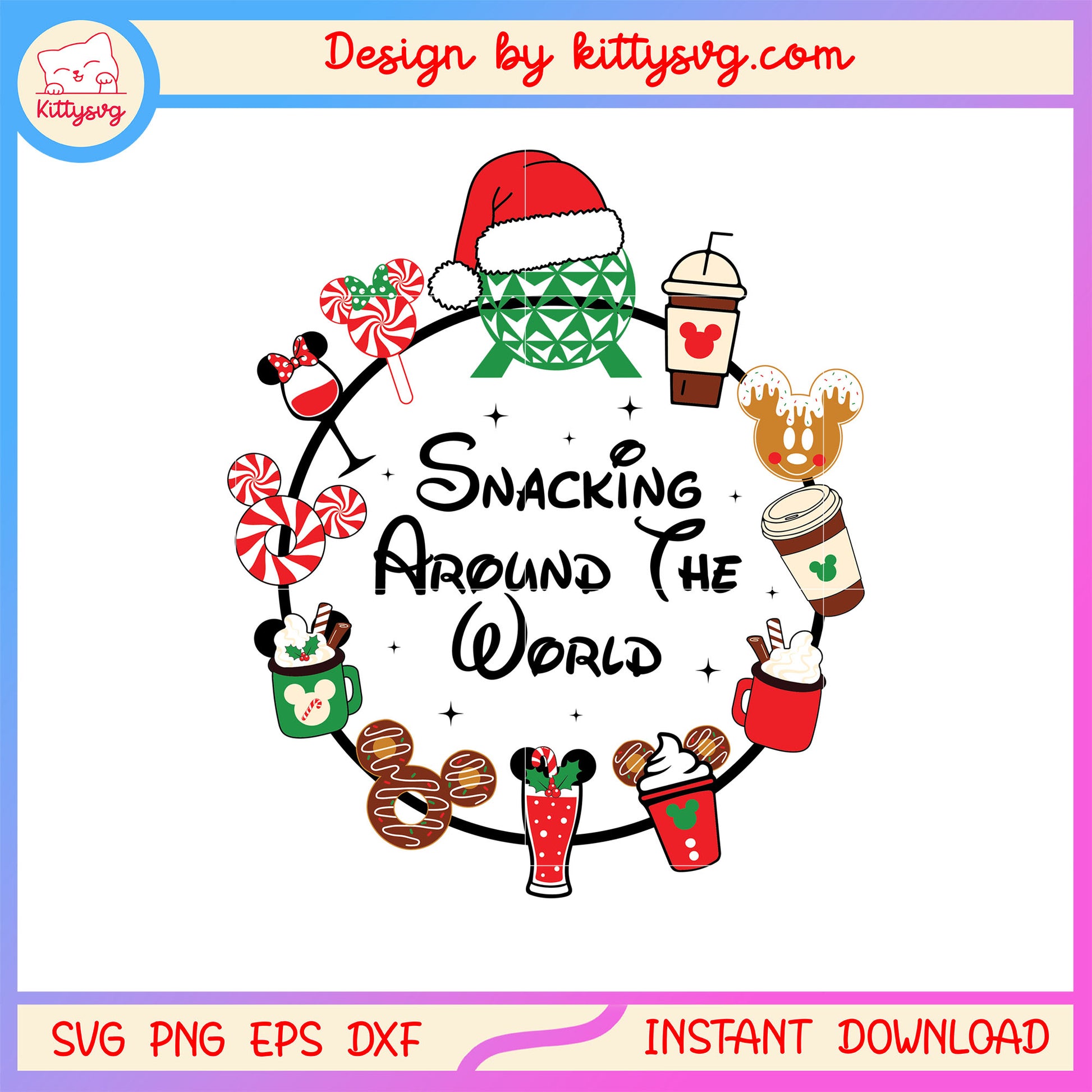 Snacking around the world disney coffee svg, christmas clip art svg