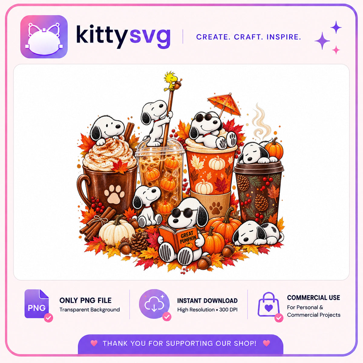 Snoopy Fall Coffee PNG, Peanuts Autumn Pumpkin PNG, Halloween PNG