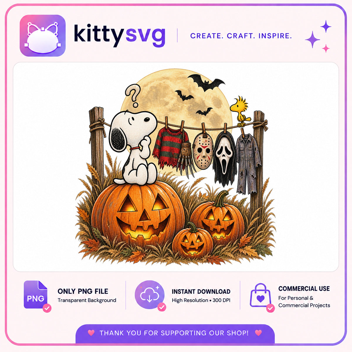 Snoopy Halloween PNG, Peanuts Horror Movie PNG, Woodstock PNG