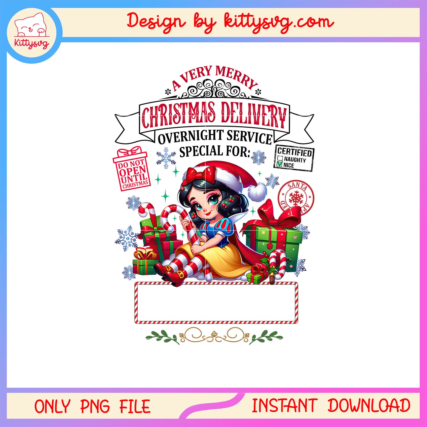 Snow white very merry christmas delivery png, disney snow white png