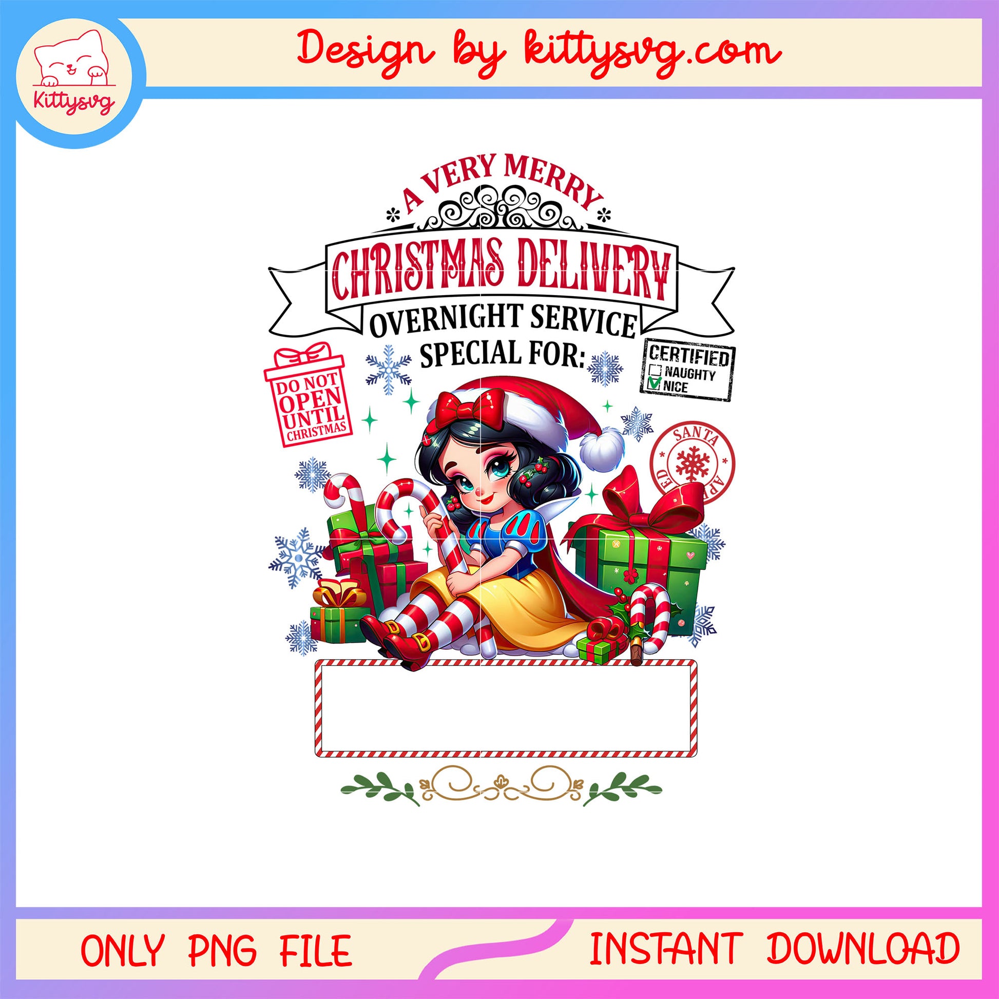 Snow white very merry christmas delivery png, disney snow white png