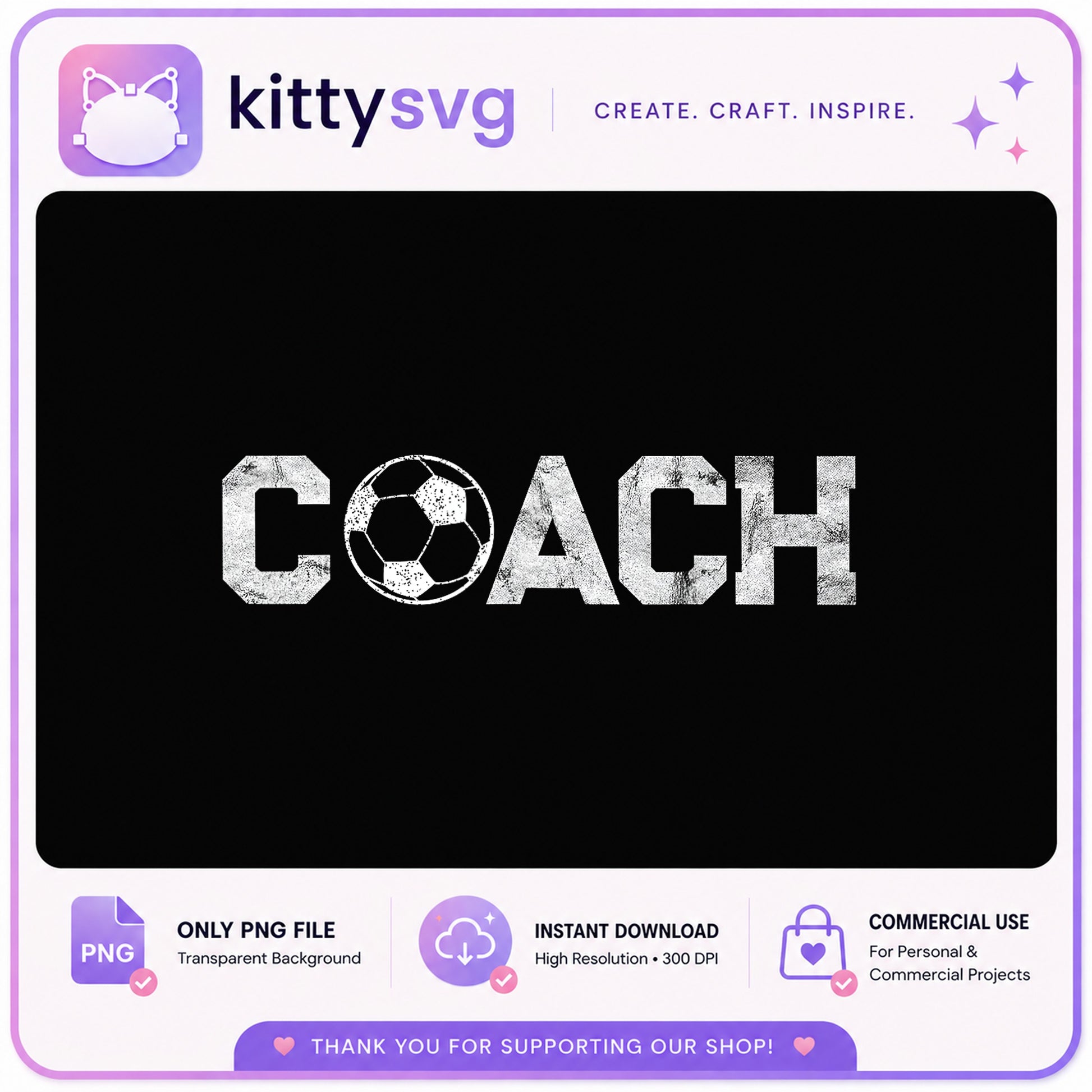 Soccer Coach PNG, Distressed Coach Shirt Design, Coach PNG