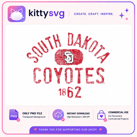South Dakota Coyotes PNG, Vintage College Football PNG, USD PNG