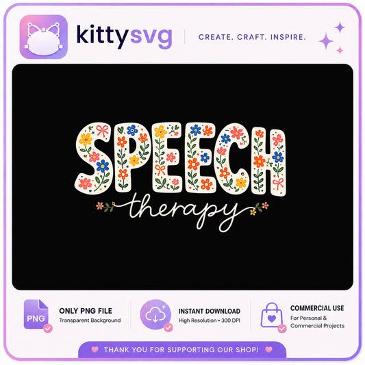 Speech Therapy PNG, Floral Speech Therapist PNG, SLP PNG