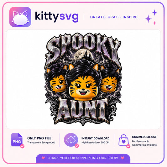 Spooky Aunt PNG, Halloween Cat Aunt Shirt, Funny Aunt PNG