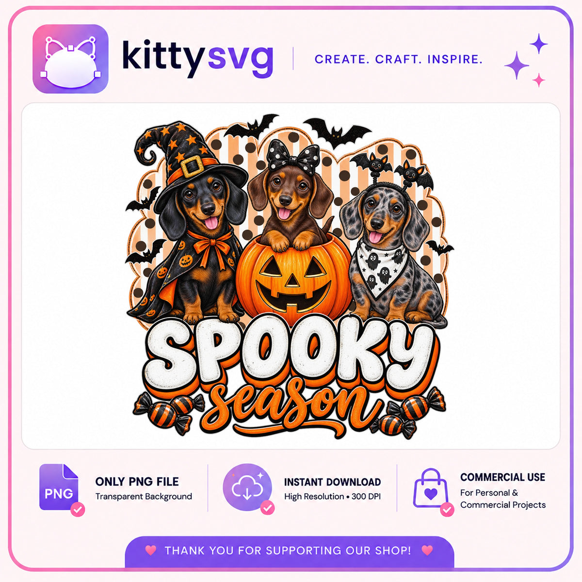 Spooky Season Dachshund PNG, Halloween Dog PNG, Cute Dog PNG