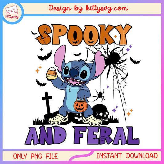 Spooky and feral stitch png, lilo and stitch png, haloween vibes png