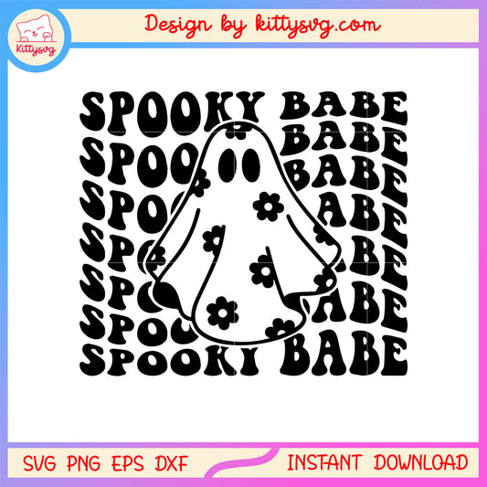 Spooky babe halloween ghost design svg, sheet ghost svg