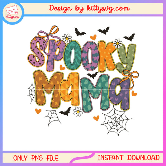 Spooky mama horror halloween text png, halloween design png