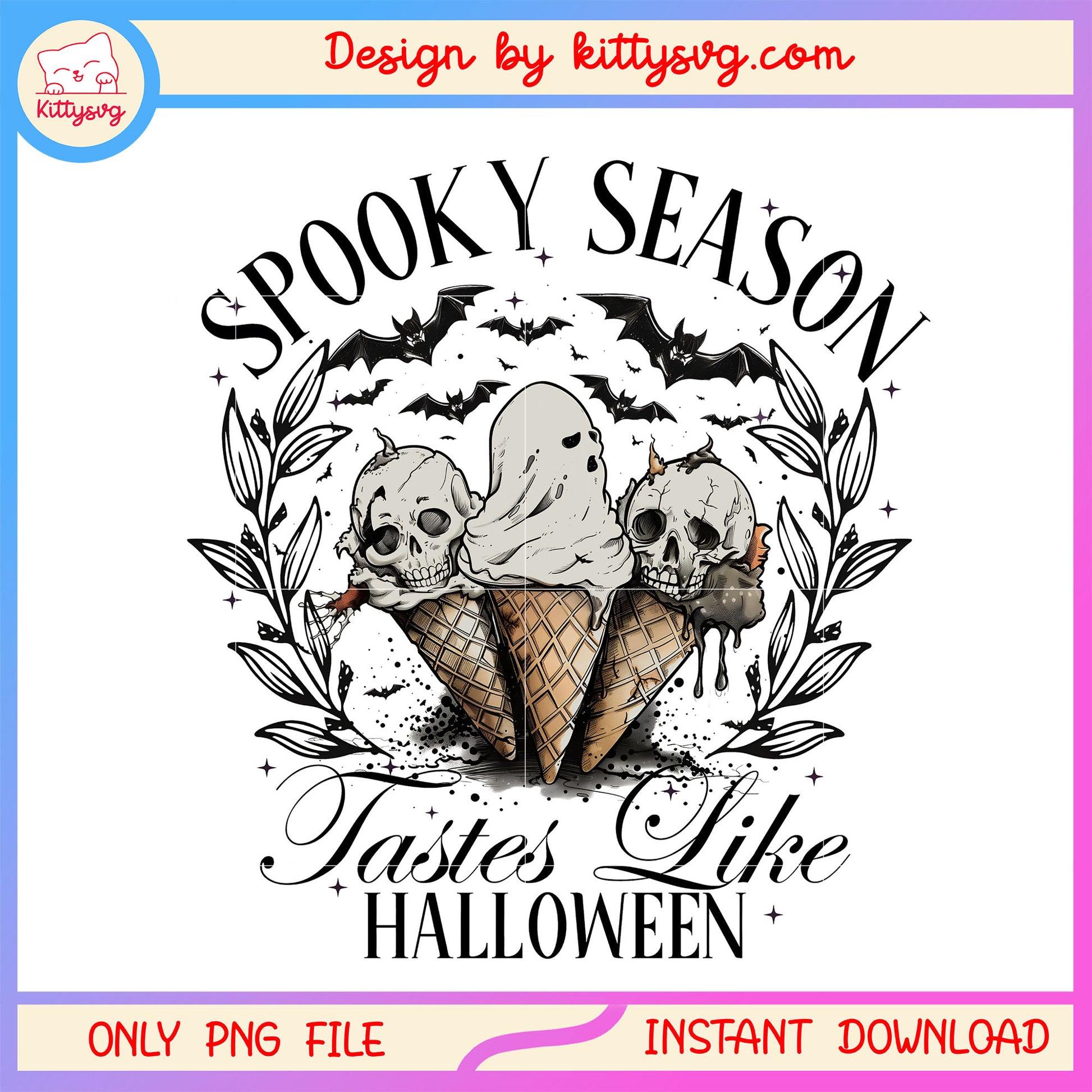 Spooky season tastes like halloween png, ghost png, ice cream png