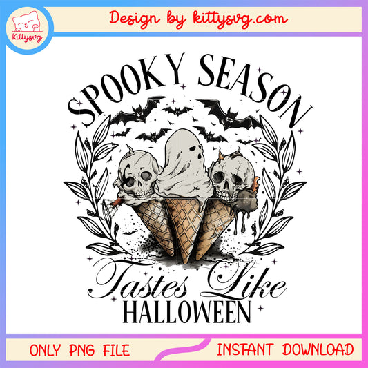 Spooky season tastes like halloween png, ghost png, ice cream png