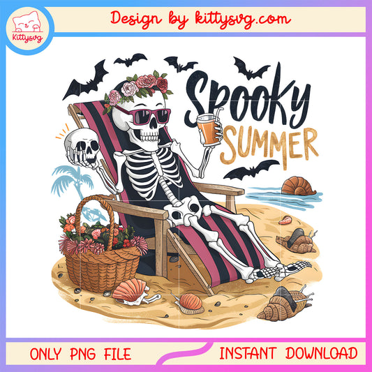 Spooky summer floral skeleton halloween png, spooky summer png, skeleton png