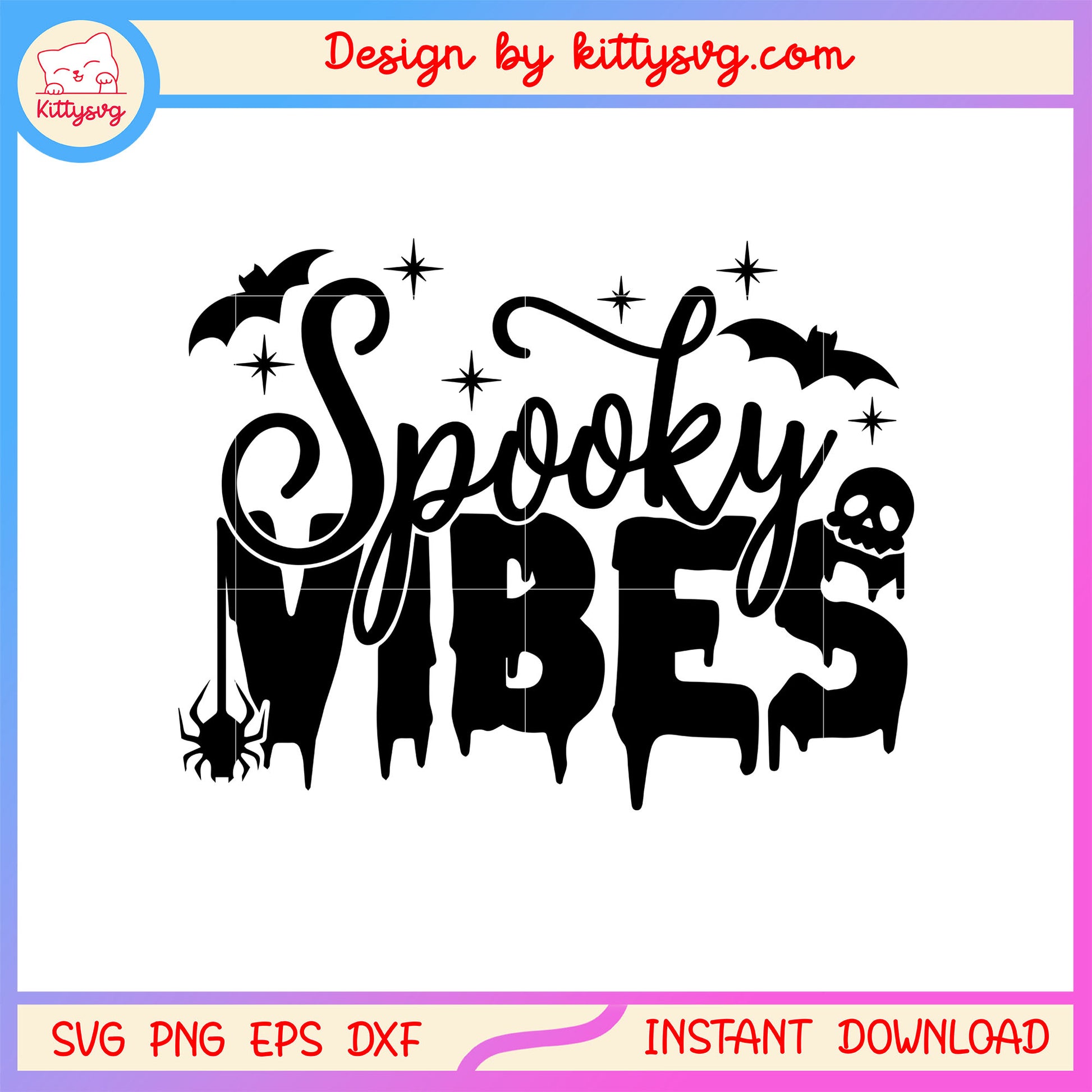 Spooky vibes halloween text design svg, happy halloween svg
