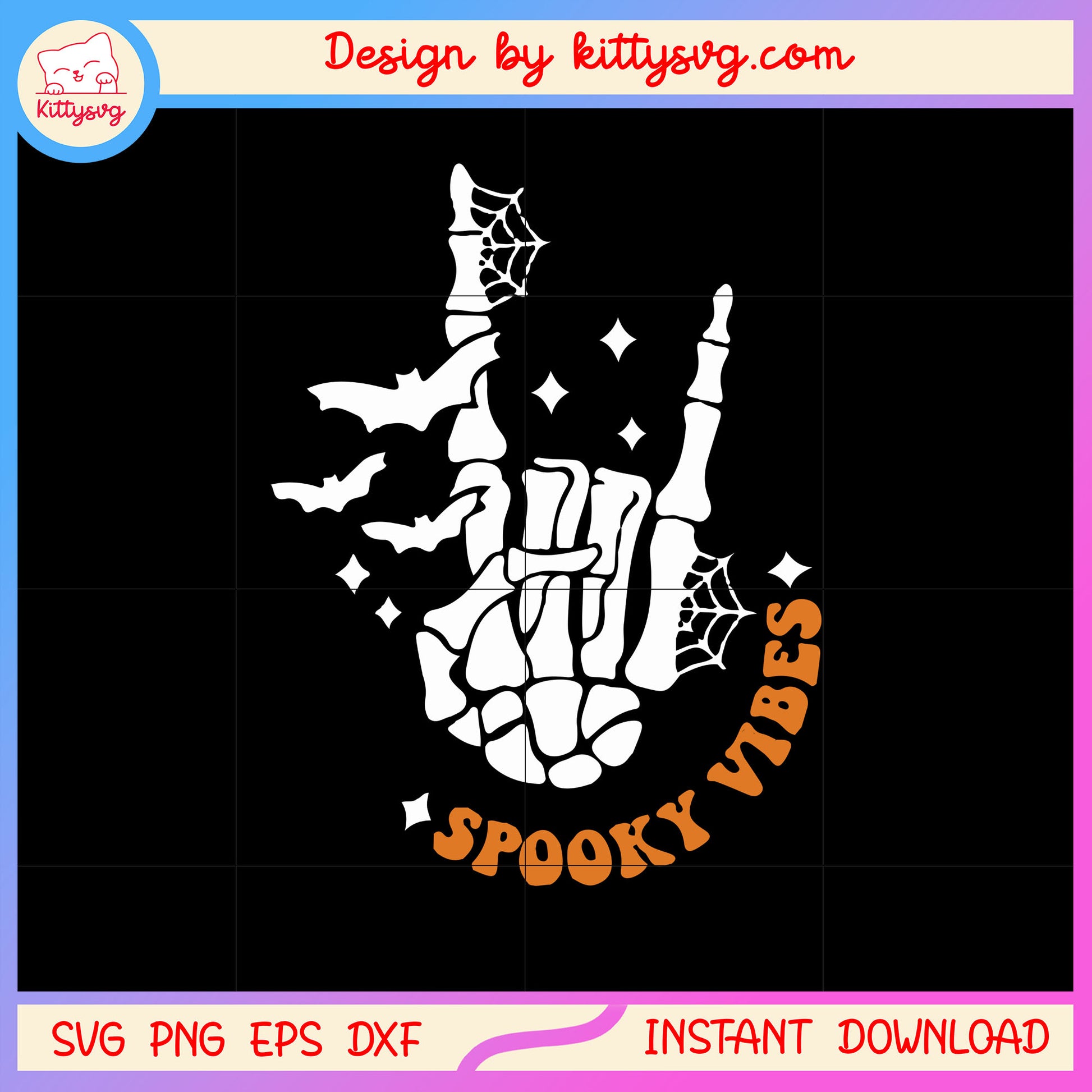 Spooky vibes skeleton hand design svg, happy halloween svg