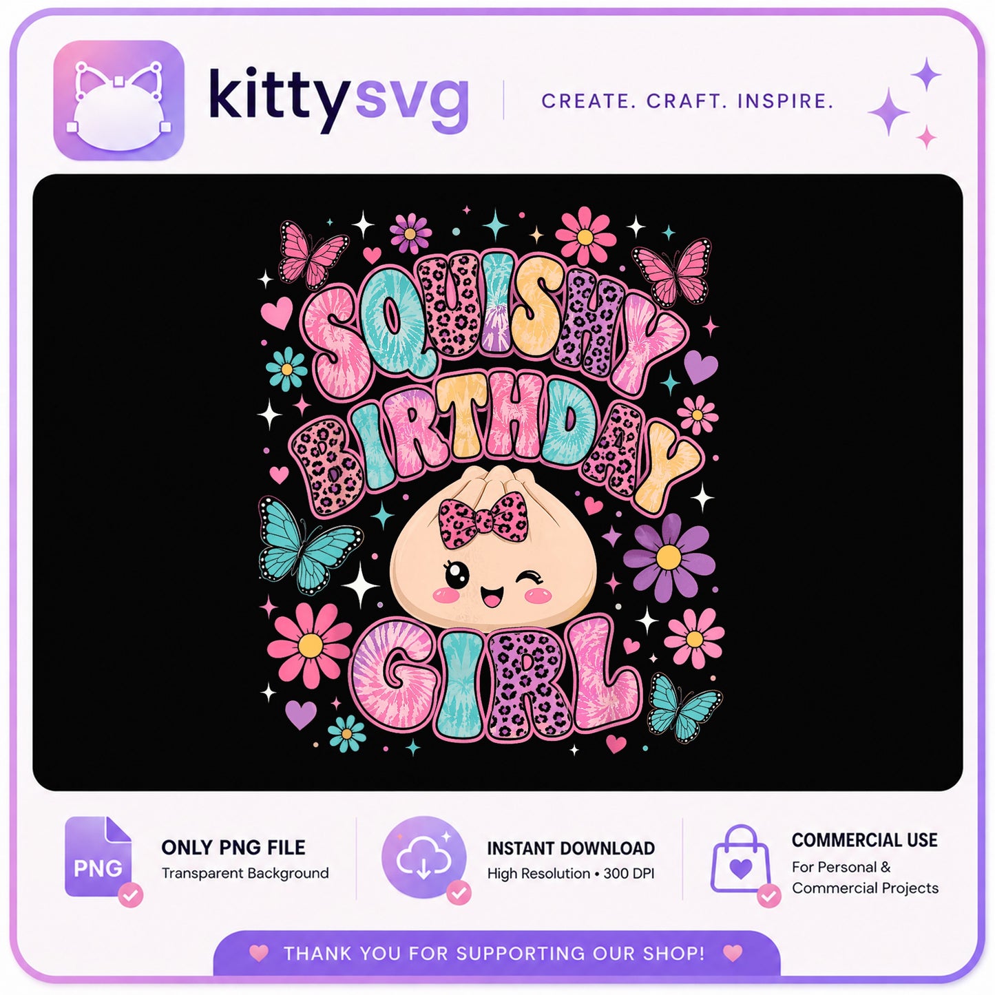 Squishy Birthday Girl PNG, Cute Dumpling Birthday PNG, Girl Birthday PNG