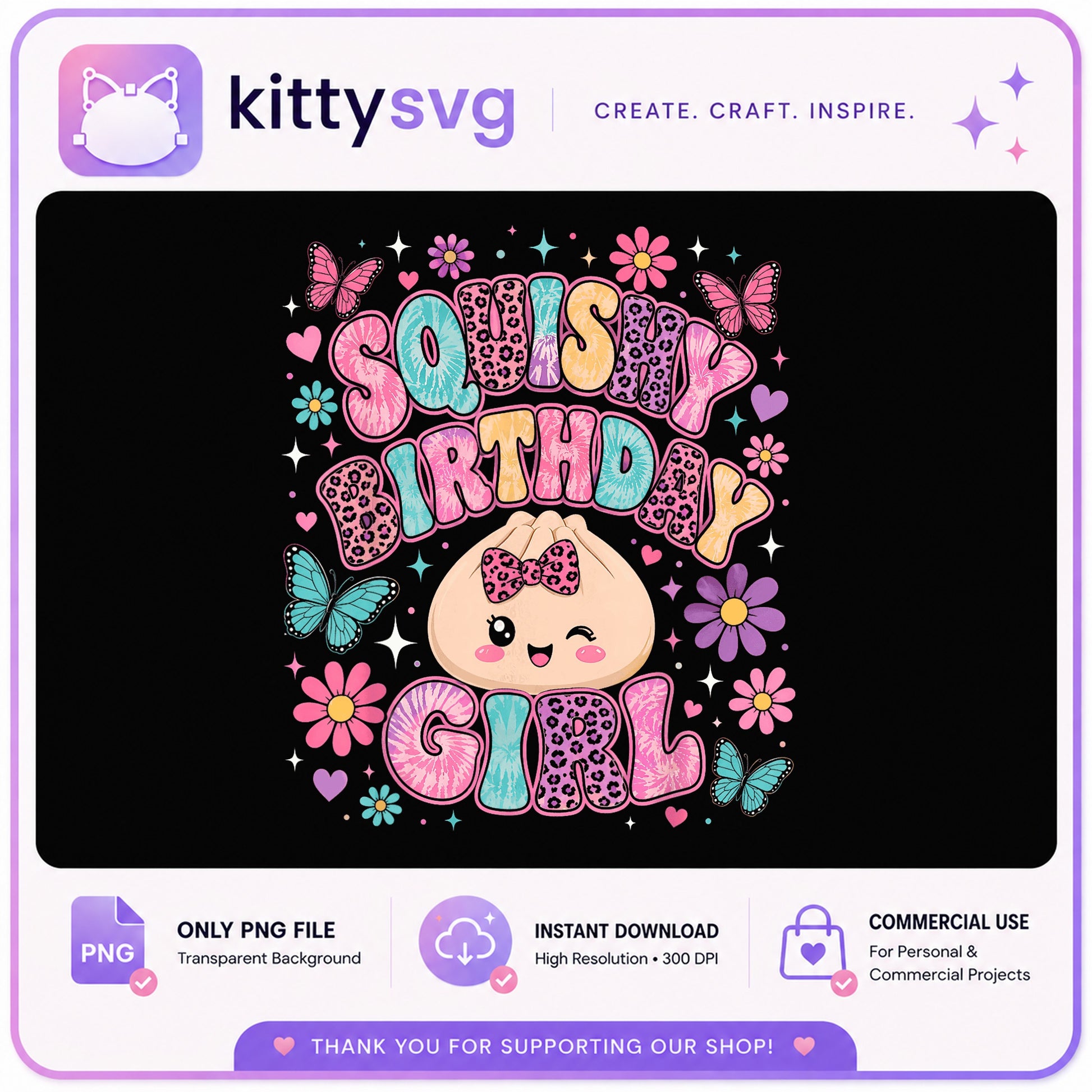 Squishy Birthday Girl PNG, Cute Dumpling Birthday PNG, Girl Birthday PNG