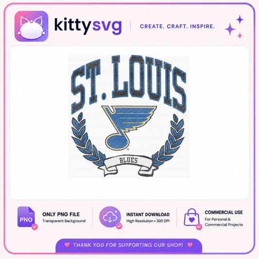 St. Louis Blues PNG, Hockey Team Crest, NHL Fan Gift PNG