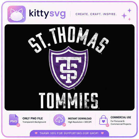 St Thomas Tommies PNG, College Team Logo PNG, Vintage Distressed PNG