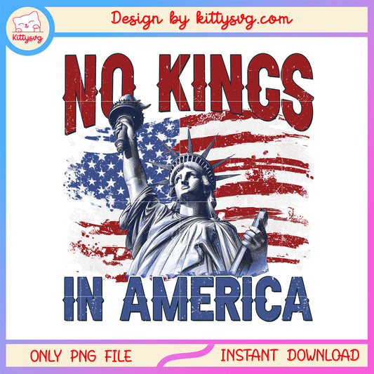 Statue of liberty no kings in america flags png, 4th of july day png