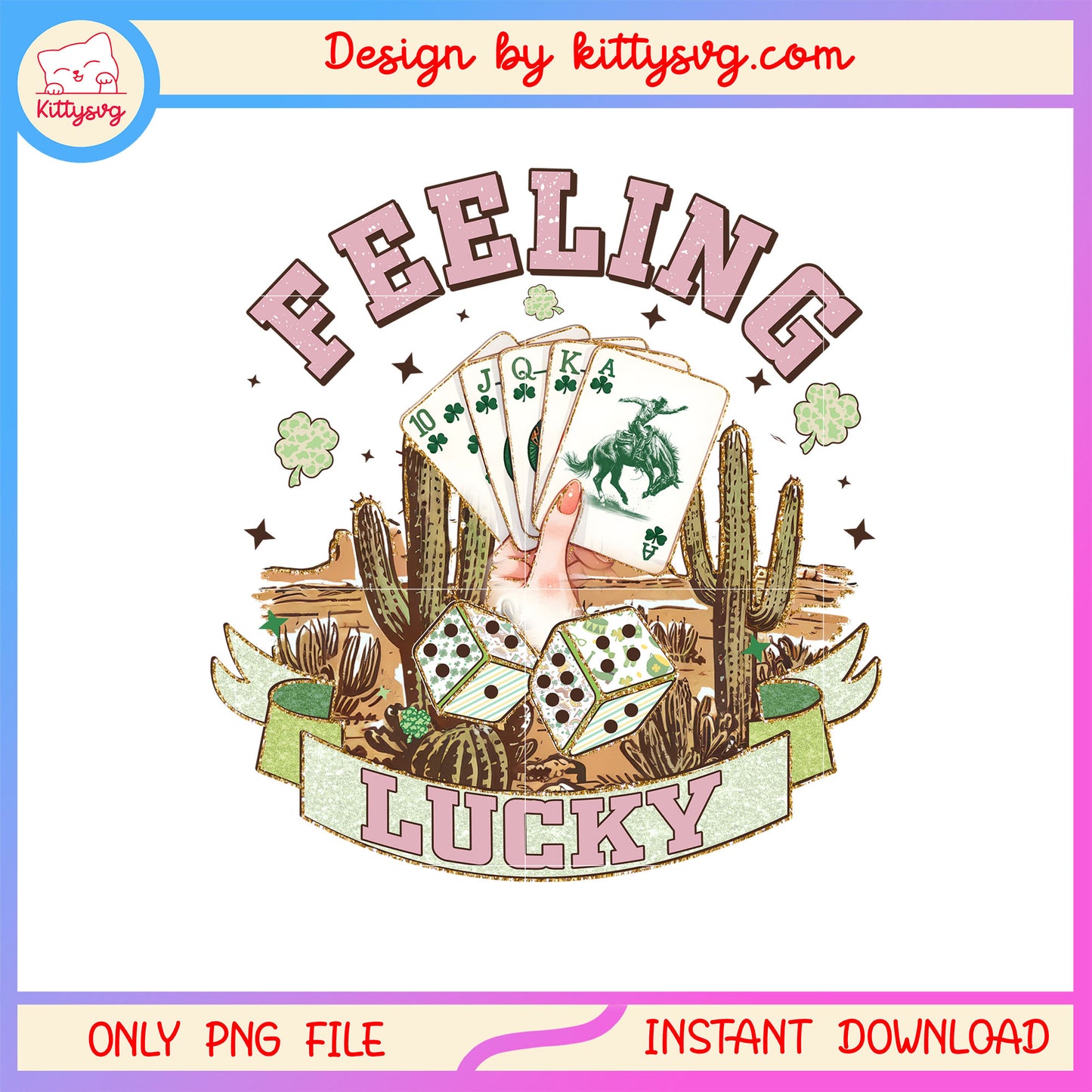 Sticker game feeling lucky png, st. patrick's day game​ png
