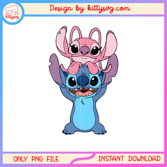 Stitch and angel valentine png, stitch valentines day​​ png
