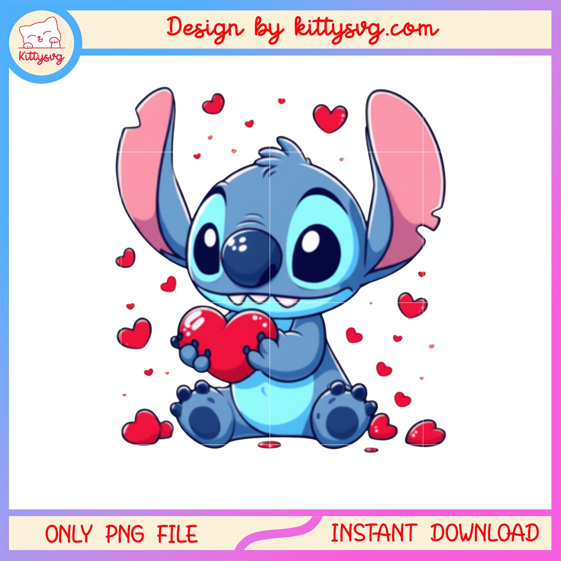 Stitch cute hearts valentine png, stitch valentines day​​ png