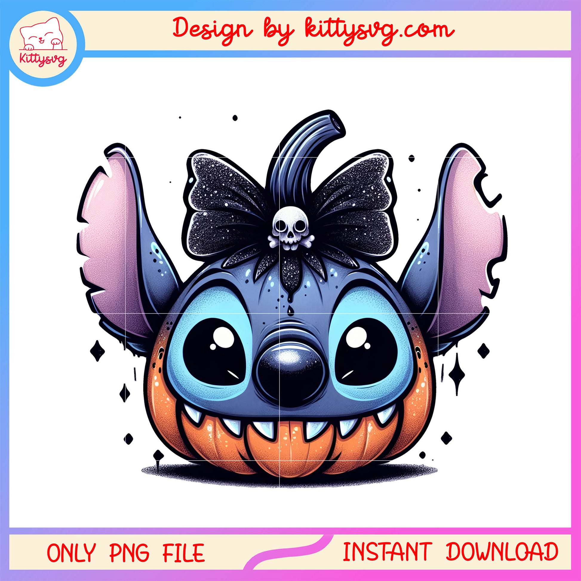 Stitch face and pumpkin png, horror halloween png