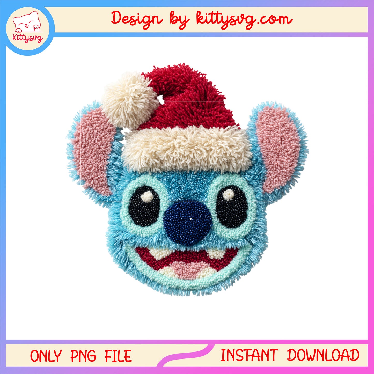 Stitch face christmas patchwork design png, disney stitch png